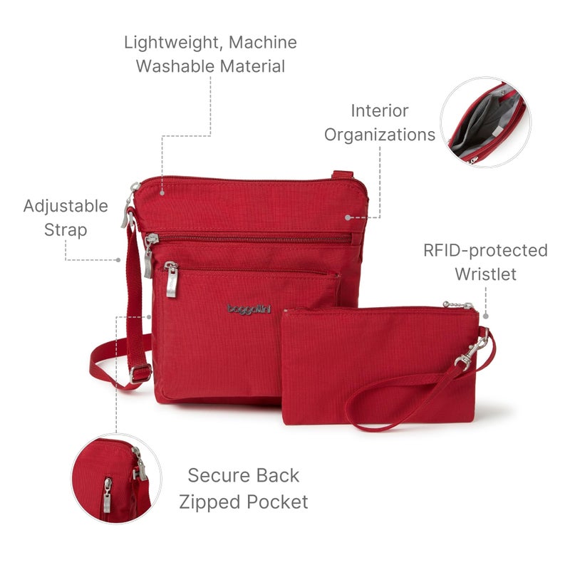 باجاليني حقيبة Baggallini النسائية مع حقائب طويلة تمر بالجسم Rfid، Apple، مقاس واحد أمريكي - Image 3
